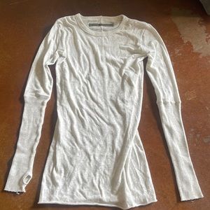 Enza Costa Revolve Cashmere Cotton Blend Long Sleeve Top Size S Gray White